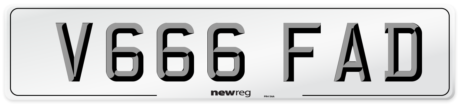 V666 FAD Number Plate from New Reg